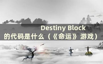 Destiny Block 的代码是什么（《命运》 游戏）